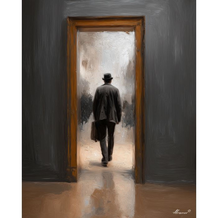 MAN WALKING THROUGH FRAME