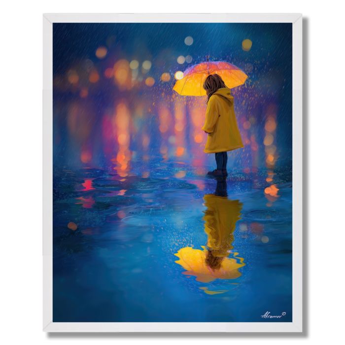GIRL AND RAIN REFLECTION - FRAMED