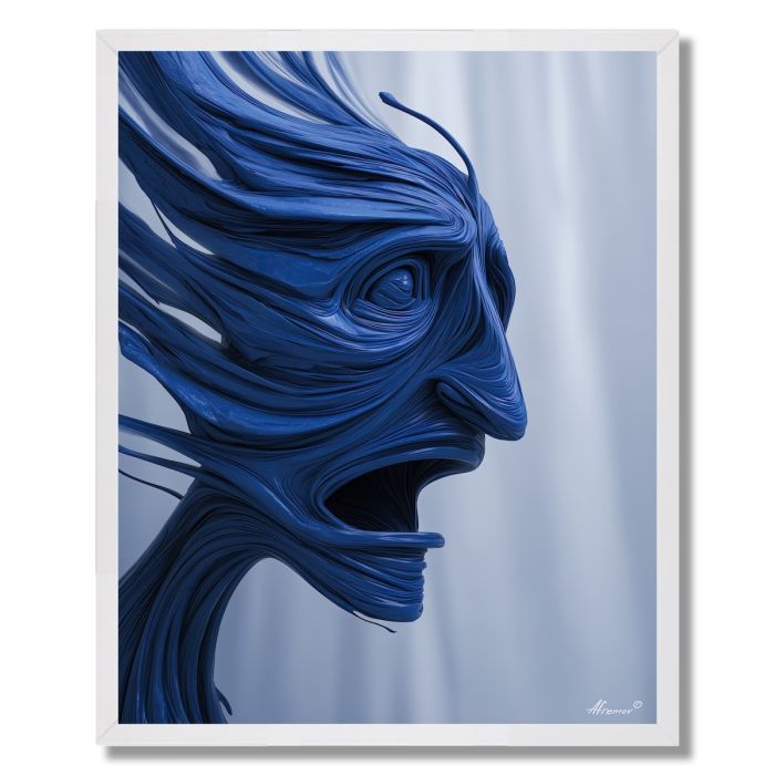 BLUE MAN IN THE WIND - FRAMED