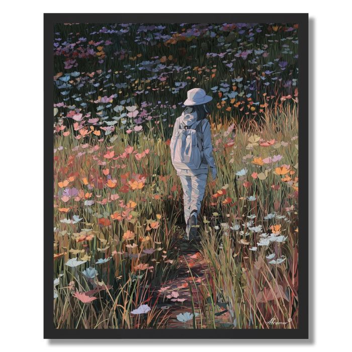 WOMAN IN MEADOW LIGHT - FRAMED