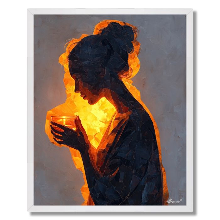 WOMAN WITH GLASS GLOW - FRAMED