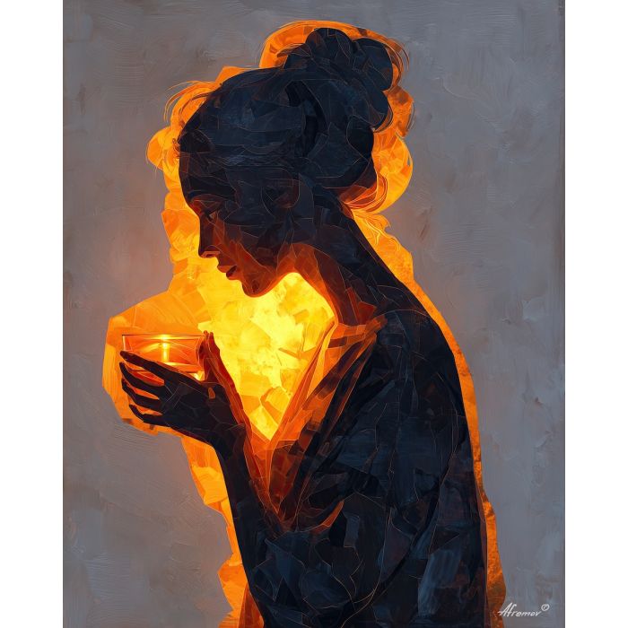 WOMAN WITH GLASS GLOW