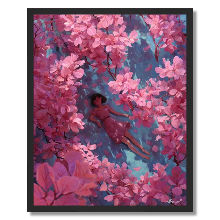GIRL UNDER BLOSSOMS - FRAMED