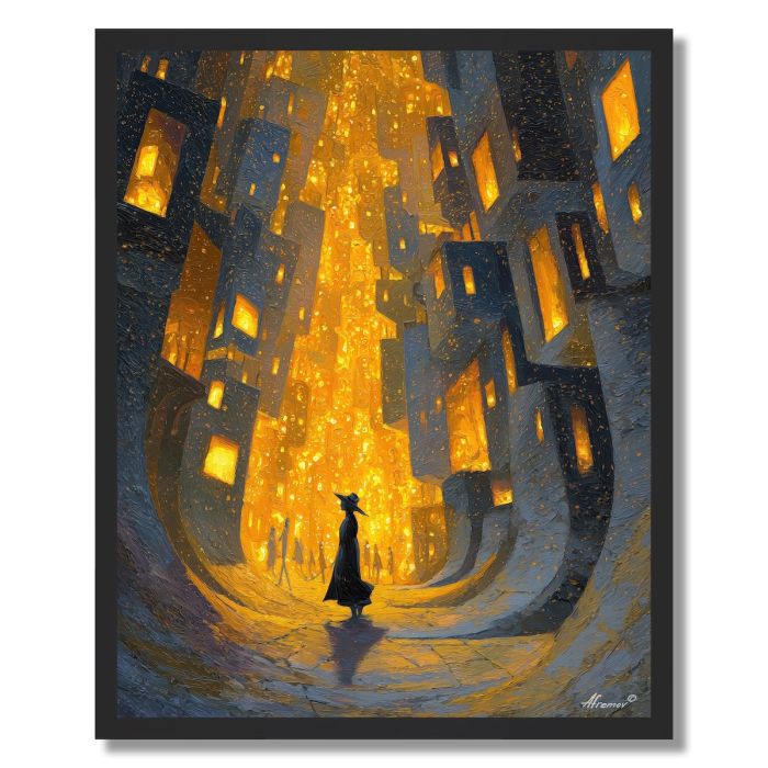 WOMAN IN LIGHT CITY - FRAMED
