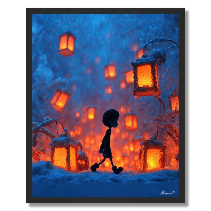 CHILD IN SNOW PARADE - FRAMED