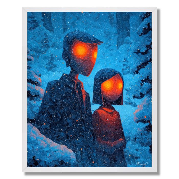 COUPLE IN COLOR SNOW - FRAMED