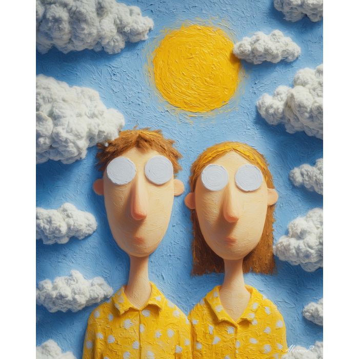 COUPLE UNDER BLUE SKY