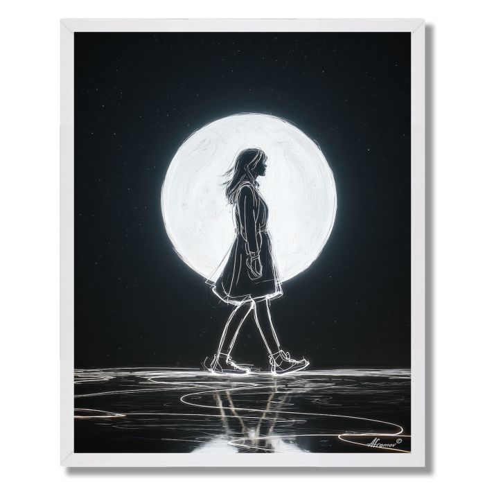 GIRL UNDER MOON - FRAMED