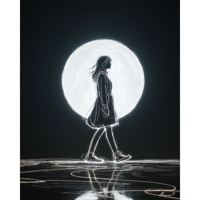 GIRL UNDER MOON