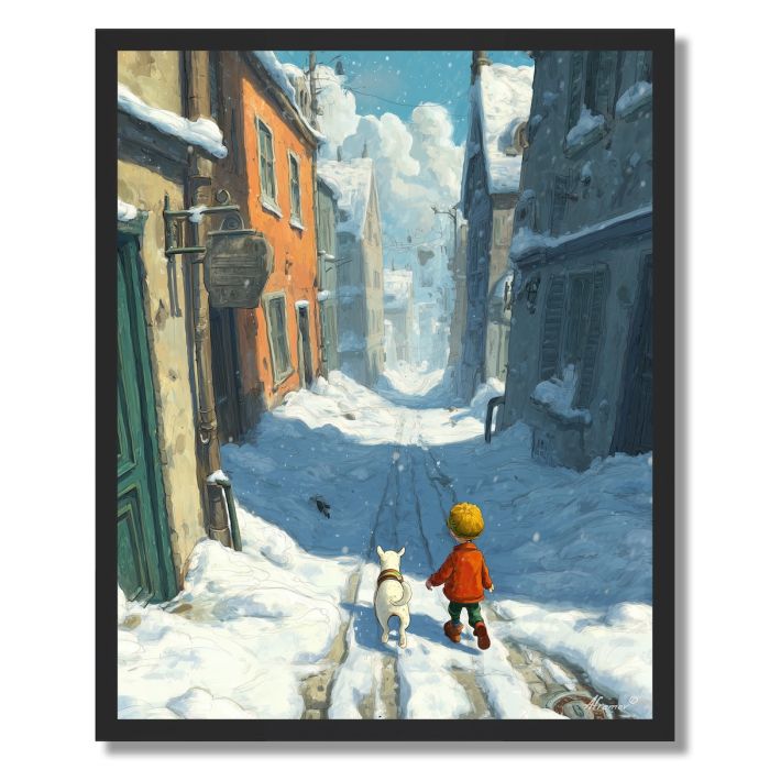 CHILD AND DOG - FRAMED