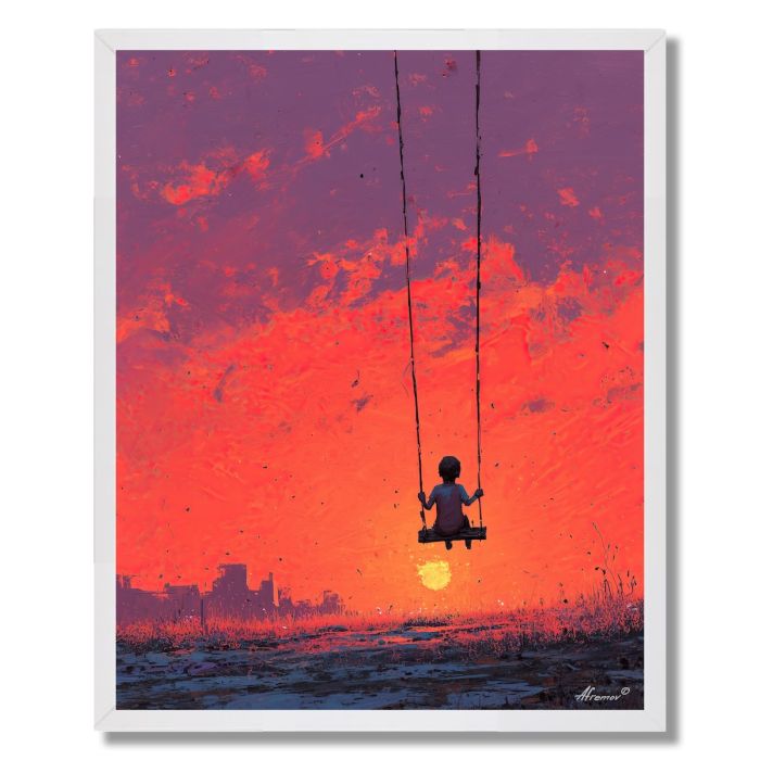 CHILD ON SWING - FRAMED