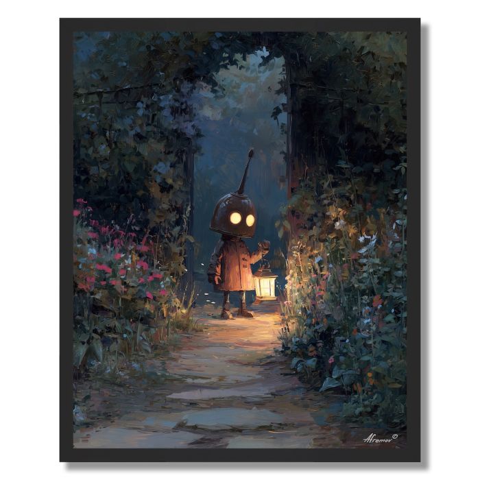 CHILD ON LANTERN PATH - FRAMED
