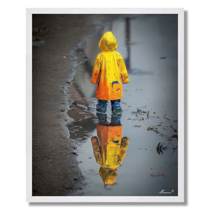 CHILD IN RAIN COAT - FRAMED