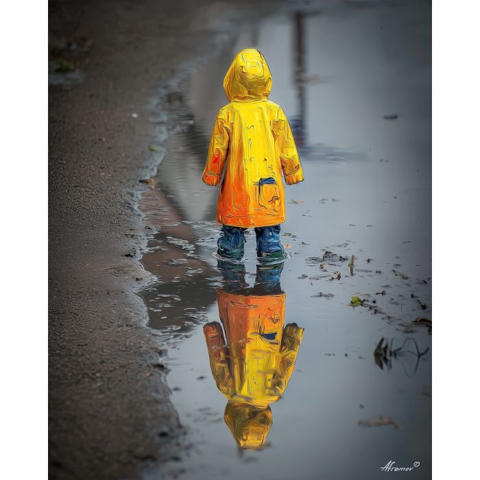 CHILD IN RAIN COAT