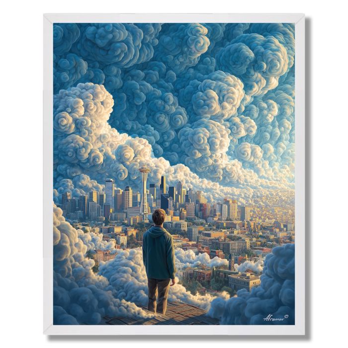 MAN WITH CITY VIEW - FRAMED