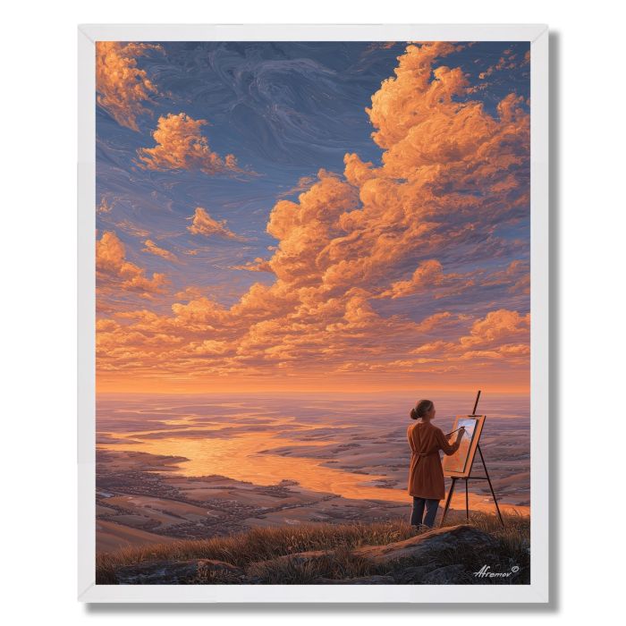 GIRL PAINTING THE SKY - FRAMED