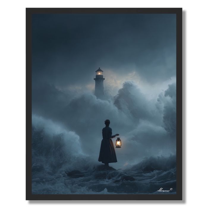 WOMAN IN LIGHTHOUSE - FRAMED