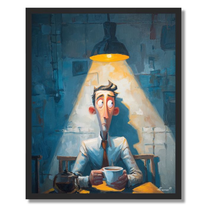 MAN AT THE CAFE - FRAMED