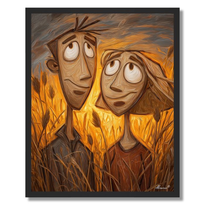COUPLE IN SUN FIELD - FRAMED