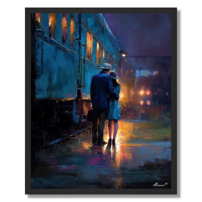COUPLE BY THE TRAIN - FRAMED