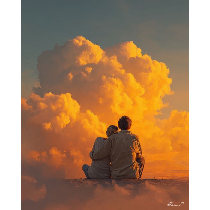 COUPLE UNDER CLOUD SKY