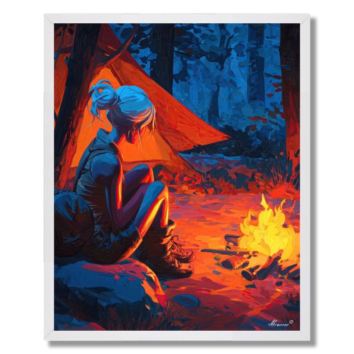 WOMAN UNDER FIRELIGHT - FRAMED