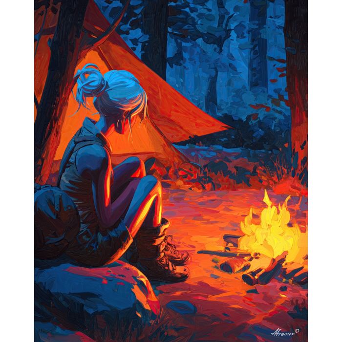 WOMAN UNDER FIRELIGHT