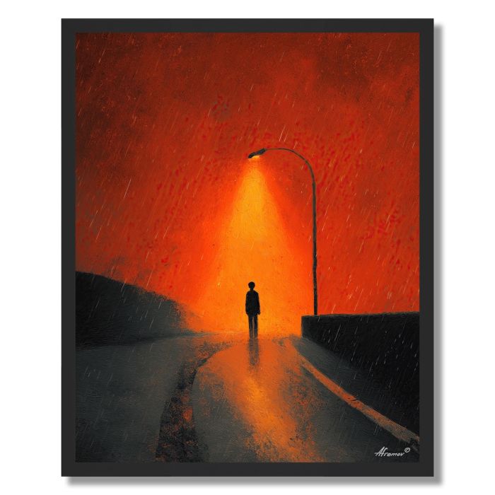 BOY UNDER STREETLIGHT - FRAMED