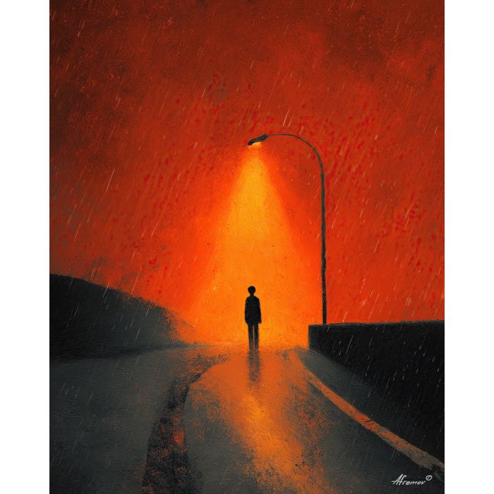 BOY UNDER STREETLIGHT