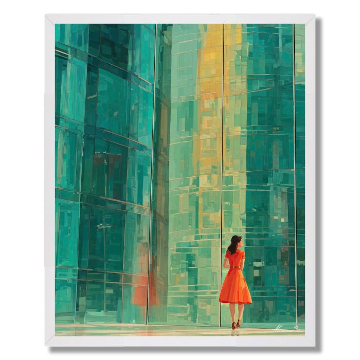 COLOR WOMAN IN GLASS CITY - FRAMED