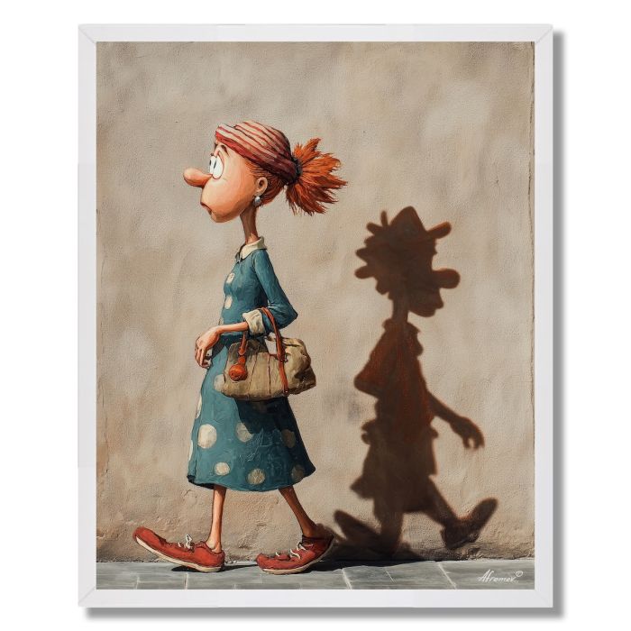 WOMAN AND HER SHADOW - FRAMED