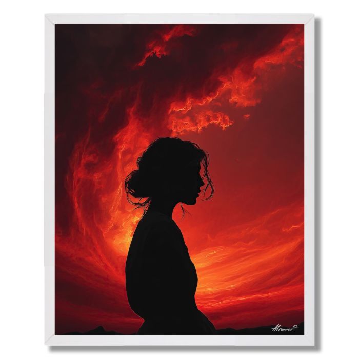WOMAN IN RED SKY - FRAMED