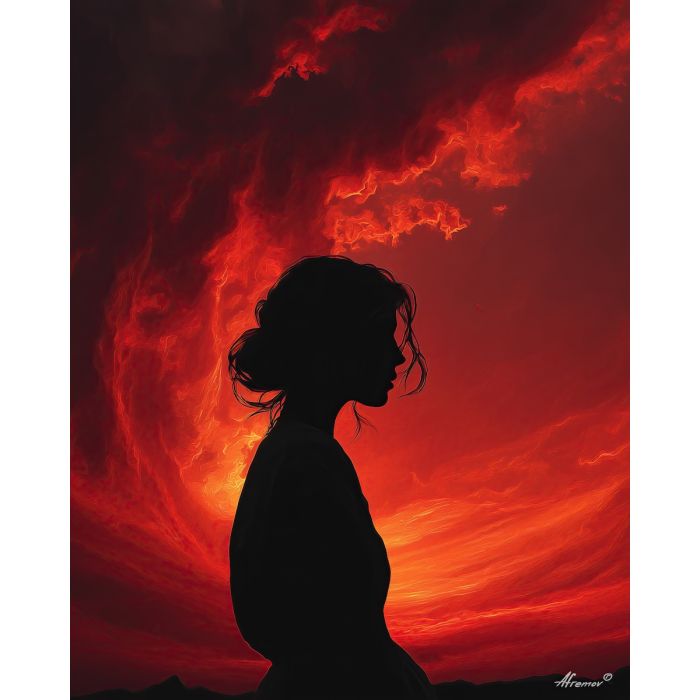 WOMAN IN RED SKY