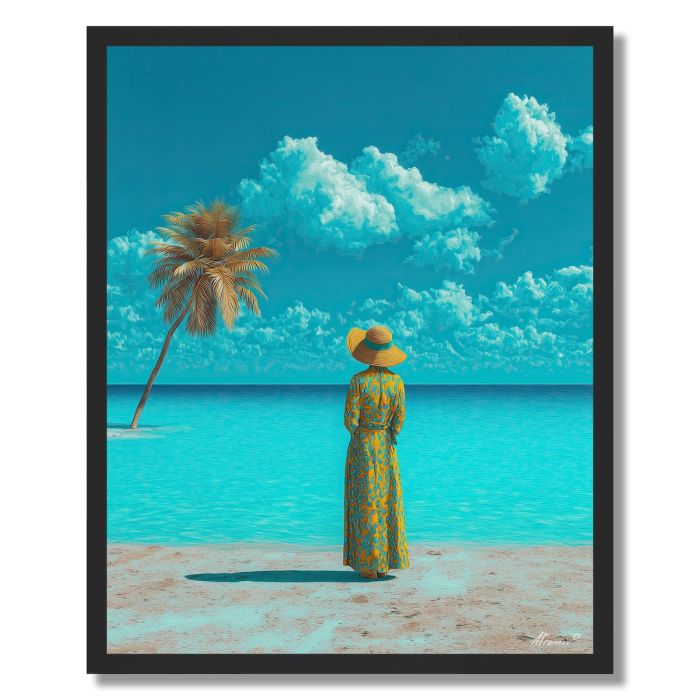 WOMAN ON BEACH - FRAMED