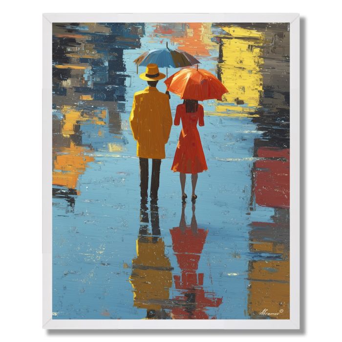COUPLE IN RAINLIGHT - FRAMED