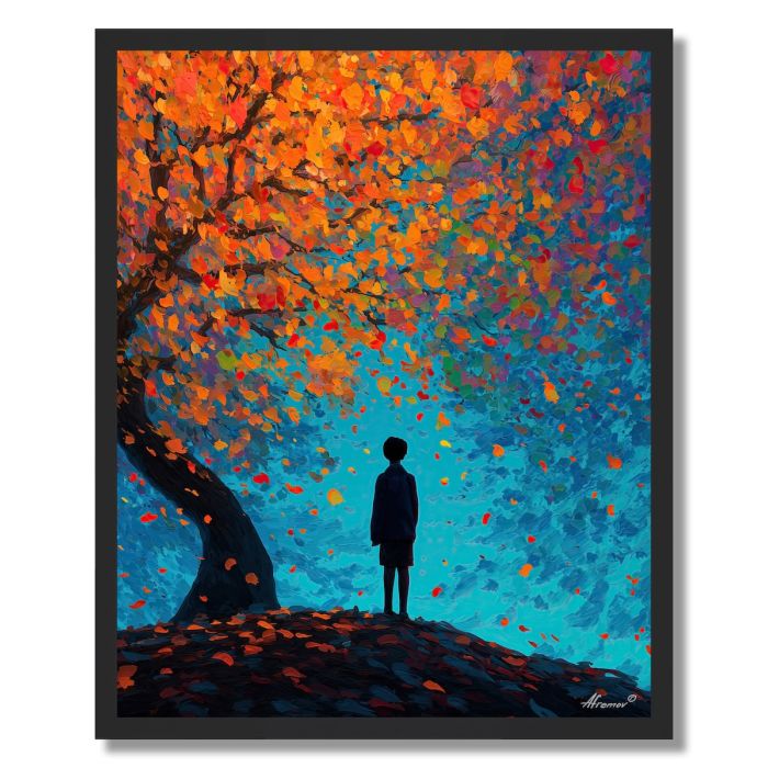 BOY UNDER COLOR TREE - FRAMED