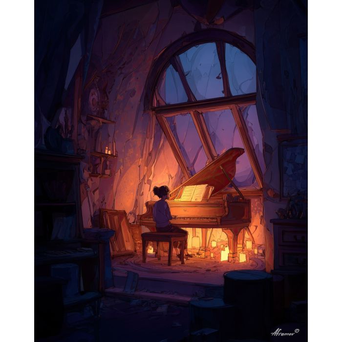 WOMAN IN CANDLELIGHT ROOM