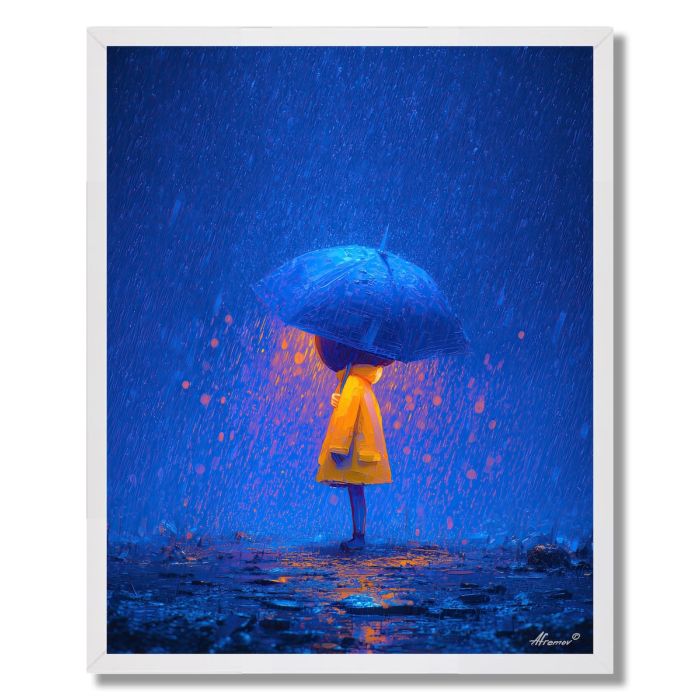 GIRL UNDER BLUE LIGHT - FRAMED