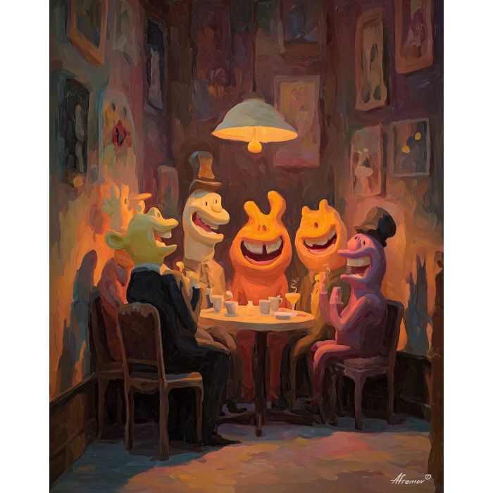 FRIENDS IN CAFE LIGHT