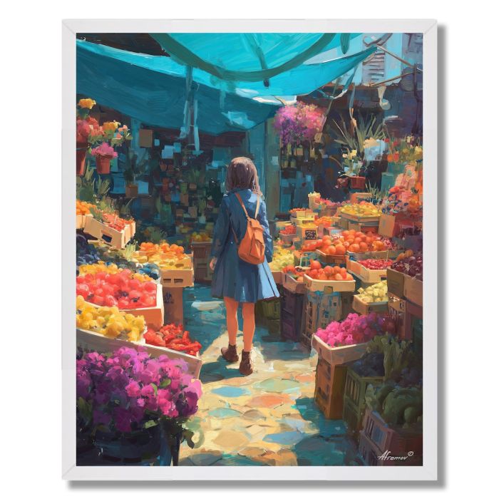 GIRL AT THE MARKET - FRAMED