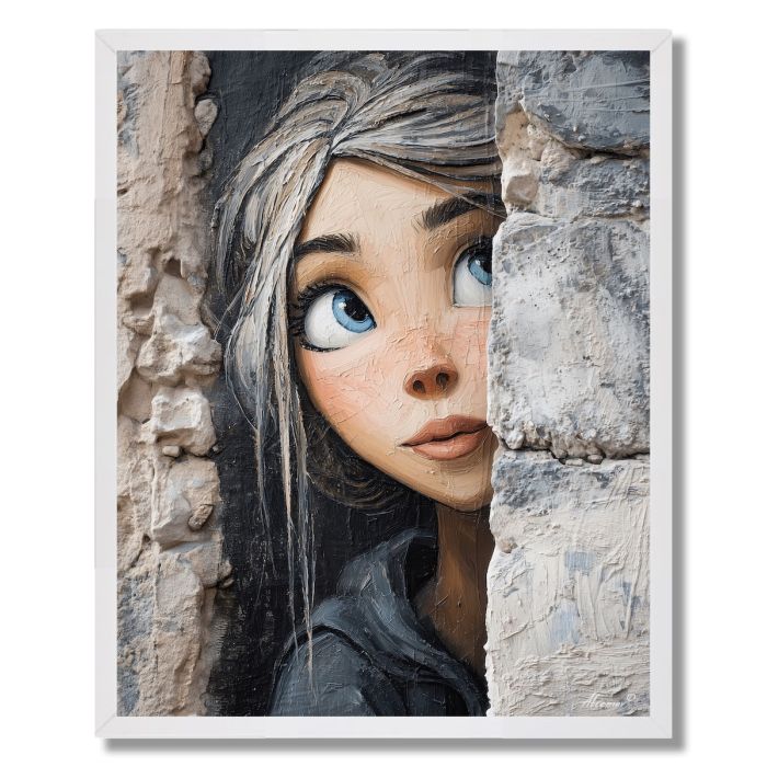 WOMAN BY THE WALL - FRAMED