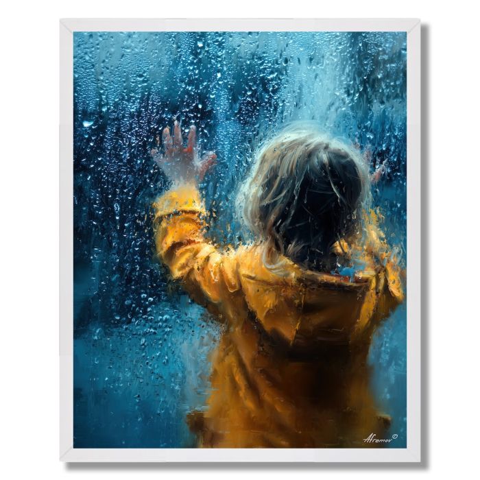 GIRL REACHING THROUGH WINDOW - FRAMED