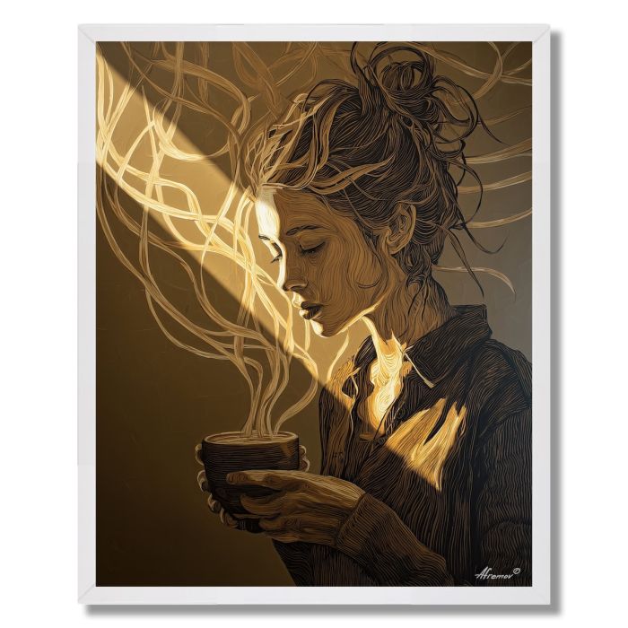 WOMAN WITH COFFEE - FRAMED