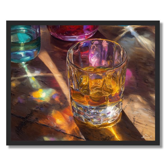 LIGHT BEAM ON GLASS - FRAMED