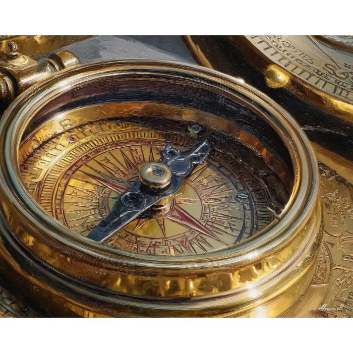 BRASS COMPASS DETAIL