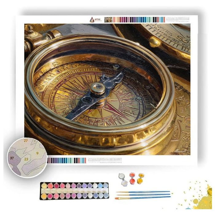 BRASS COMPASS DETAIL - Paint by Numbers Full Kit
