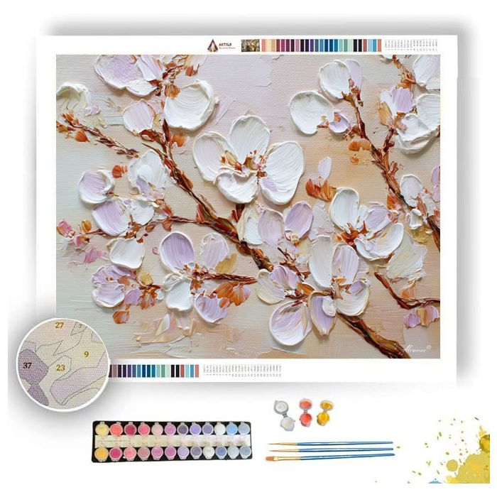 WHITE BLOSSOM - Paint by Numbers Full Kit