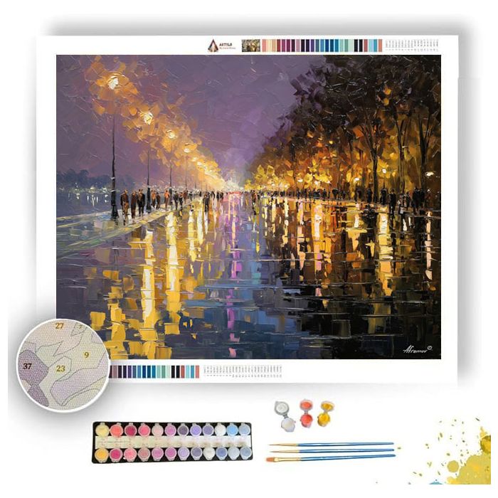 RAIN ON THE BOULEVARD - Paint by Numbers Full Kit