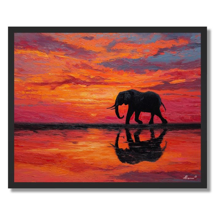 ELEPHANT SUNSET - FRAMED