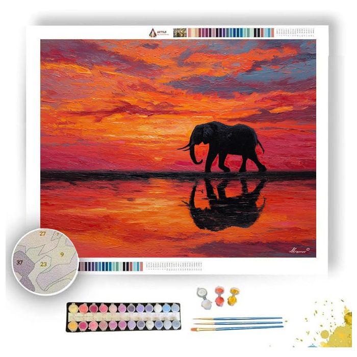ELEPHANT SUNSET - Paint by Numbers Full Kit